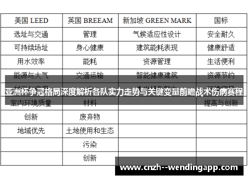 亚洲杯争冠格局深度解析各队实力走势与关键变量前瞻战术伤病赛程